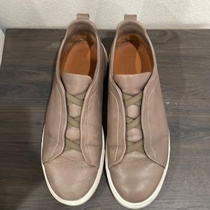ZEGNA BROWN LEATHER SNEAKERS